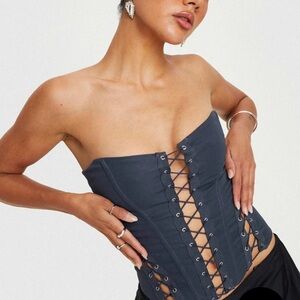 Princess Polly Eden Lace Up Corset Top in Blue